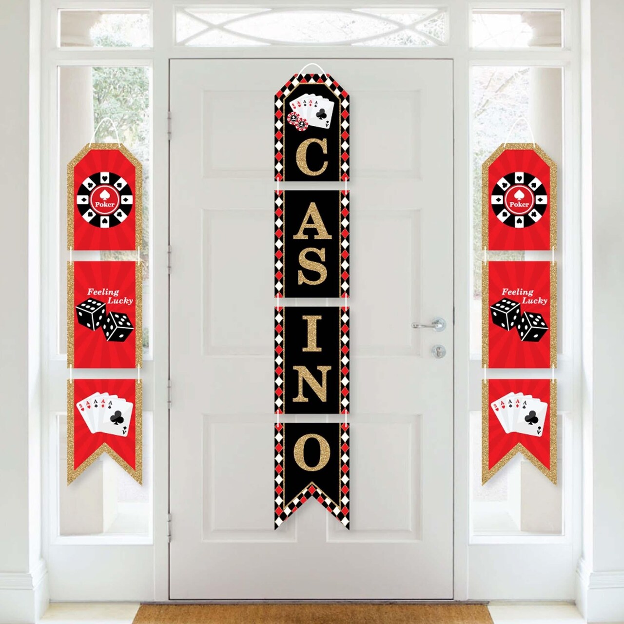 Big Dot of Happiness Las Vegas - Hanging Vertical Paper Door Banners - Casino Party Wall Decoration Kit - Indoor Door Decor